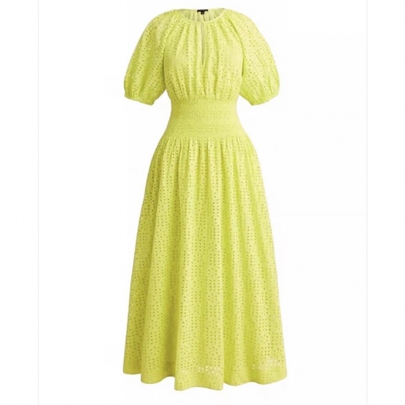 J. Crew Dresses & Skirts - J. CREW Provence Smocked Waist Eyelet Midi Dress in Yellow Sorbet Small